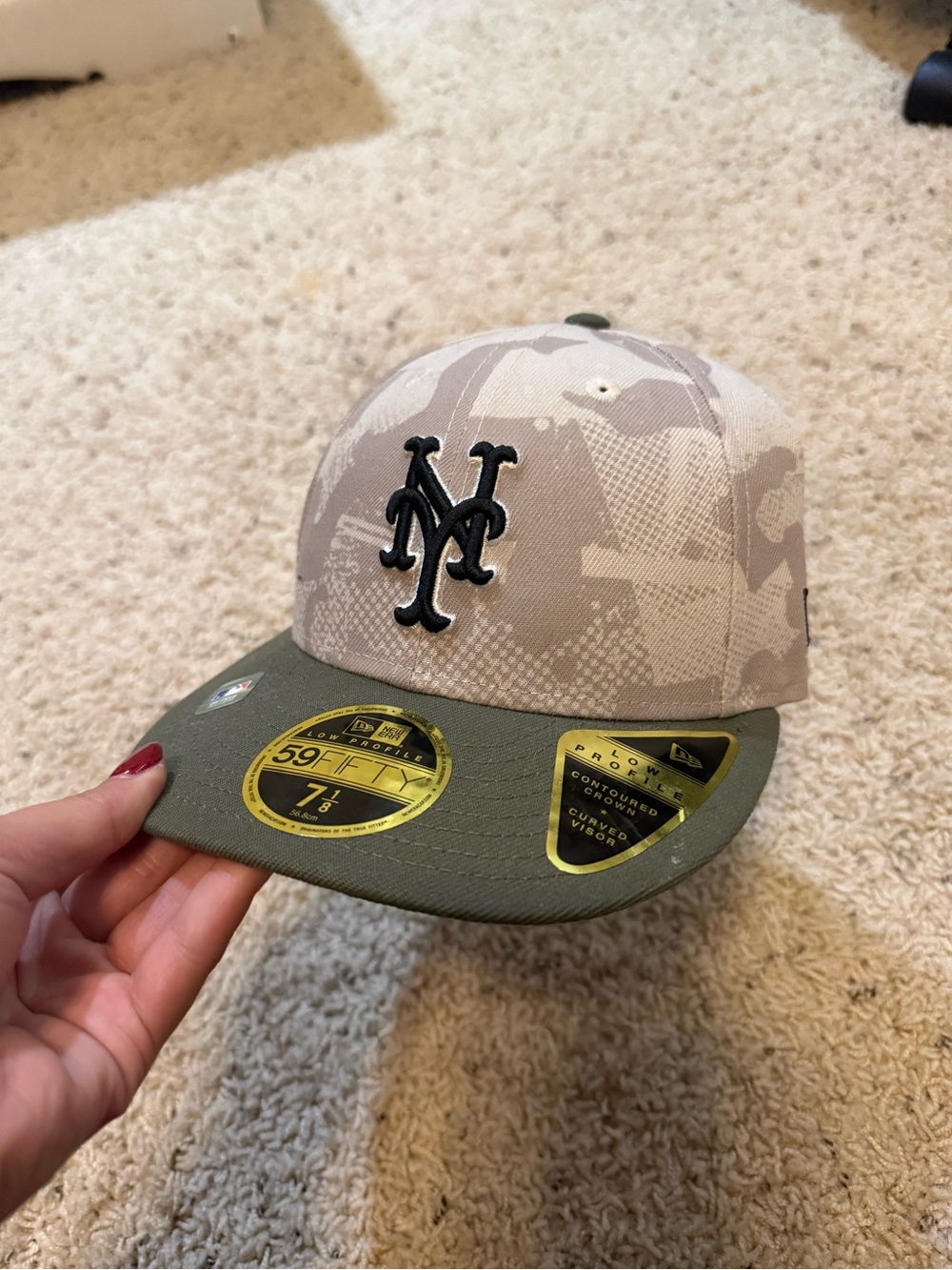 New Era New York Mets Camo Fitted Cap - Tan & Olive